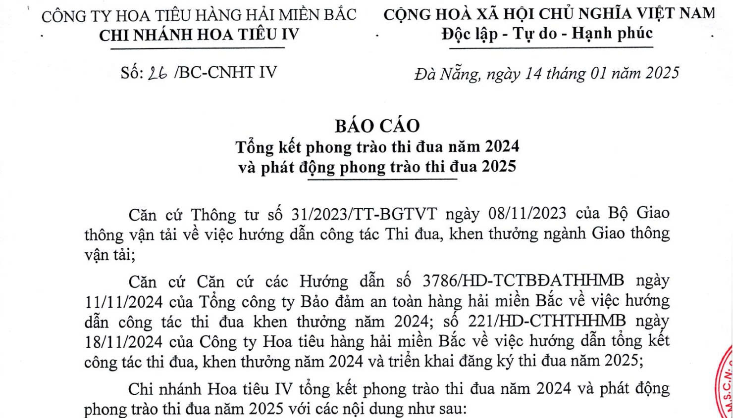BÁO CÁO TỔNG KẾT PHONG TRÀO THI ĐUA NĂM 2024 VÀ PHÁT ĐỘNG PHONG TRÀO THI ĐUA NĂM 2025